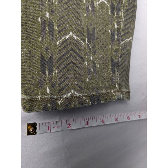 Free People Pants Womens Size 30 Green Aztec Print Ankle Jean - Picture 7 of 9